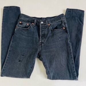 Levi’s 501 Original Fit High Rise Distressed Button Fly Straight Leg Jeans 25